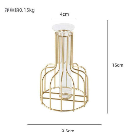 Nordic style iron metal vase with test tube for hydroponic flower decor