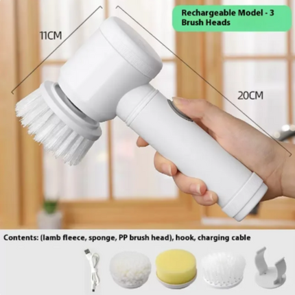 Multi-function handheld electric cleaning brush with interchangeable heads for versatile home cleaning tasks