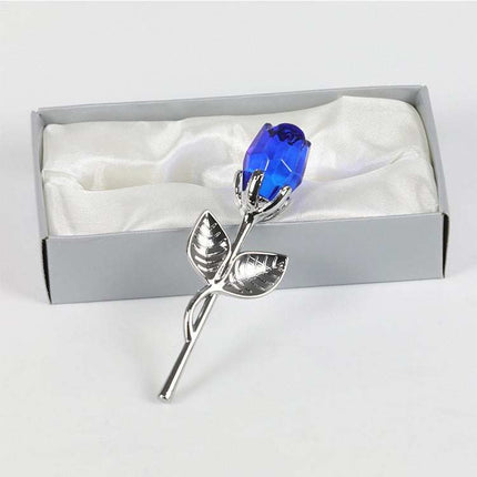 Valentine's Day crystal metal rose decoration with sparkling petals and metallic branches