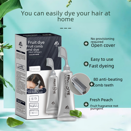 Tube of genuine natural fruit hair dye for black hair touch-up