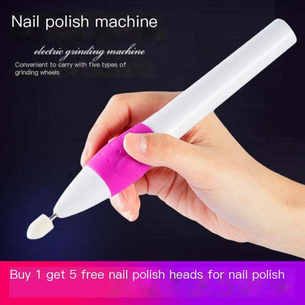 Electric nail polisher with multiple sanding heads, charging cable, and storage box for professional nail care