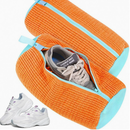 Padded Net Laundry Shoe Protector Bag made of durable polyester with zipper closure and mesh for shoe washing protection