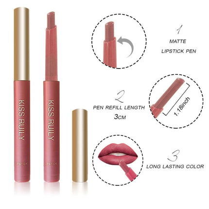 Silk Soft Lip Crayon Set with six vibrant colors and hydrating matte finish in compact packaging