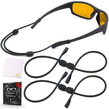 Adjustable silicone sunglass strap eyeglass holder with no tail and doubled sliders