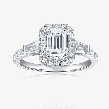 Emerald Cut Moissanite Ring in 925 Sterling Silver