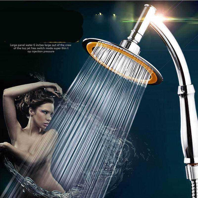 Handheld showerhead set with pressure boosting and multiple spray modes including rain, spray, massage, with flexible hose and durable ABS construction