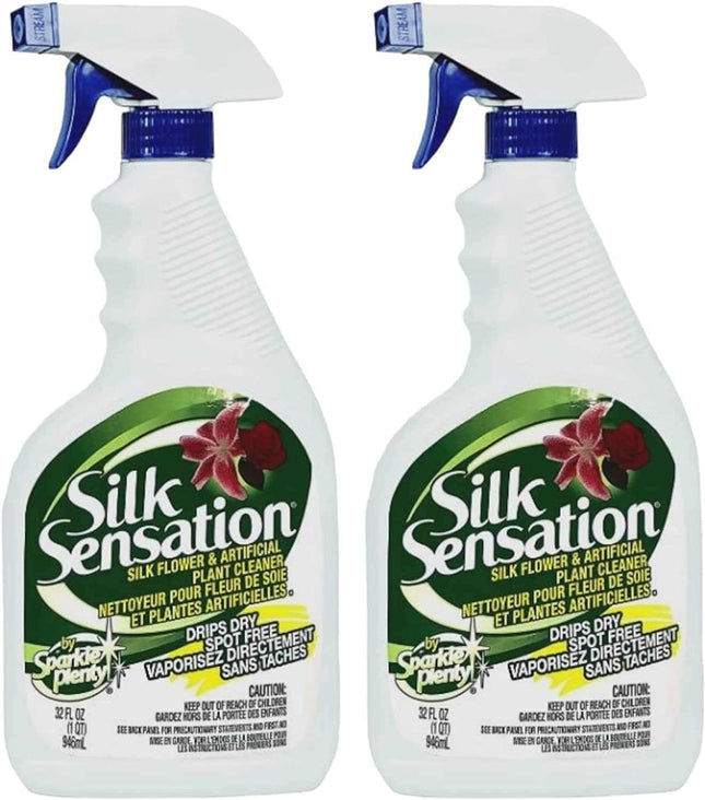 Sparkle Plenty Silk Plant Cleaner Spray 32 oz 2-pack for artificial plants and silk flowers, no-wipe, quick-drying formula