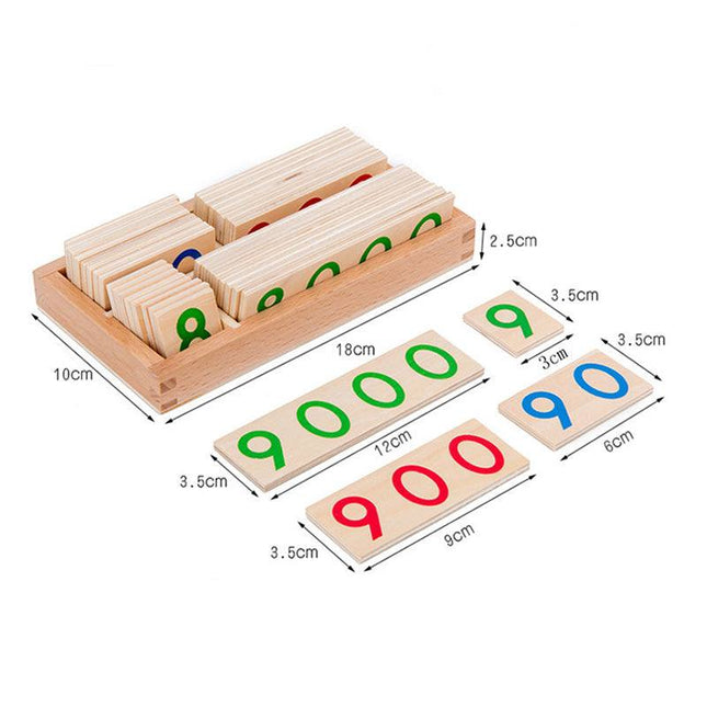 Montessori wooden number cards 1-9999 for kids learning math skills
