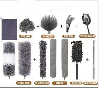 Extendable chicken feather duster with telescopic pole for dust cleaning and removal
