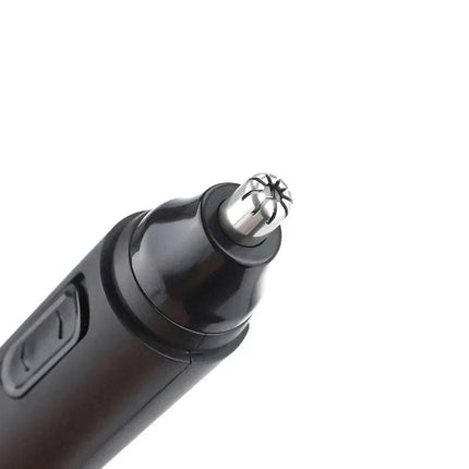 2-in-1 USB rechargeable nose and hair trimmer with stainless steel blades and USB charging cable