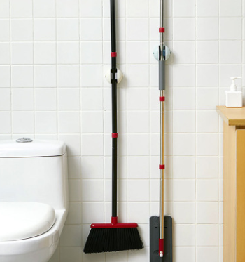 Mop Holder and Hook for Bathroom and Cleaning Tools