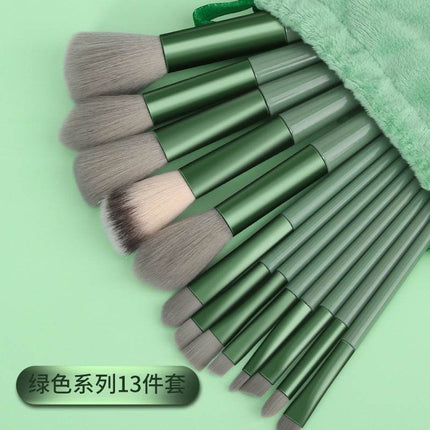 8-piece makeup brush set with colorful plastic handles and nylon bristles for precise makeup application