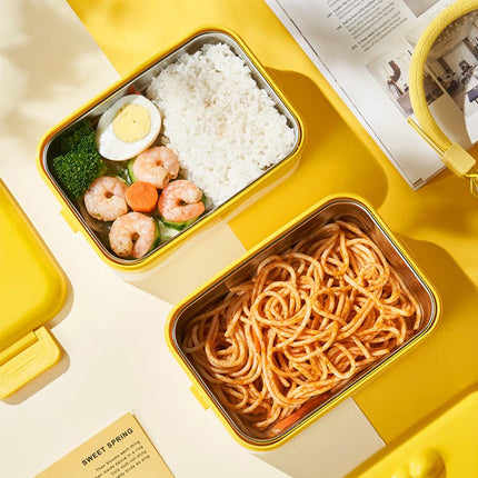 Cute cartoon stainless steel lunch box with little yellow chicken design for work and school