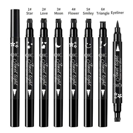 Waterproof Eyeliner Stamp Wingliner gel pen set with heart-shaped stamp and black winged eyeliner design