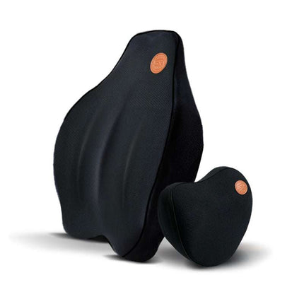 Memory foam car lumbar support cushion with adjustable neck pillow for ergonomic seating comfort