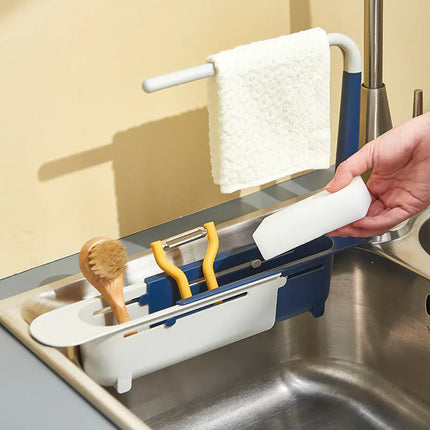 Retractable Sink Soap and Sponge Storage Rack