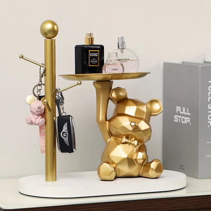 Creative Geometric Tray with Bear - Modern Home Decor